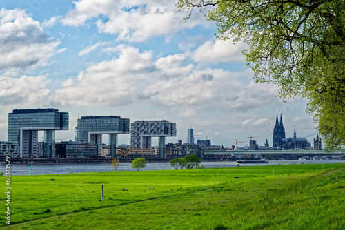 Die Kölner Skyline mit Dom und Kranhäusern