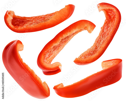 sweet pepper slice, paprika, isolated on white background, full depth of field © grey