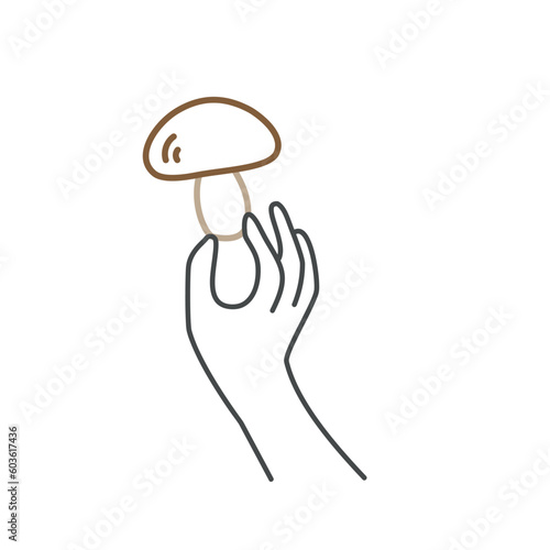 Hand holding mushroom