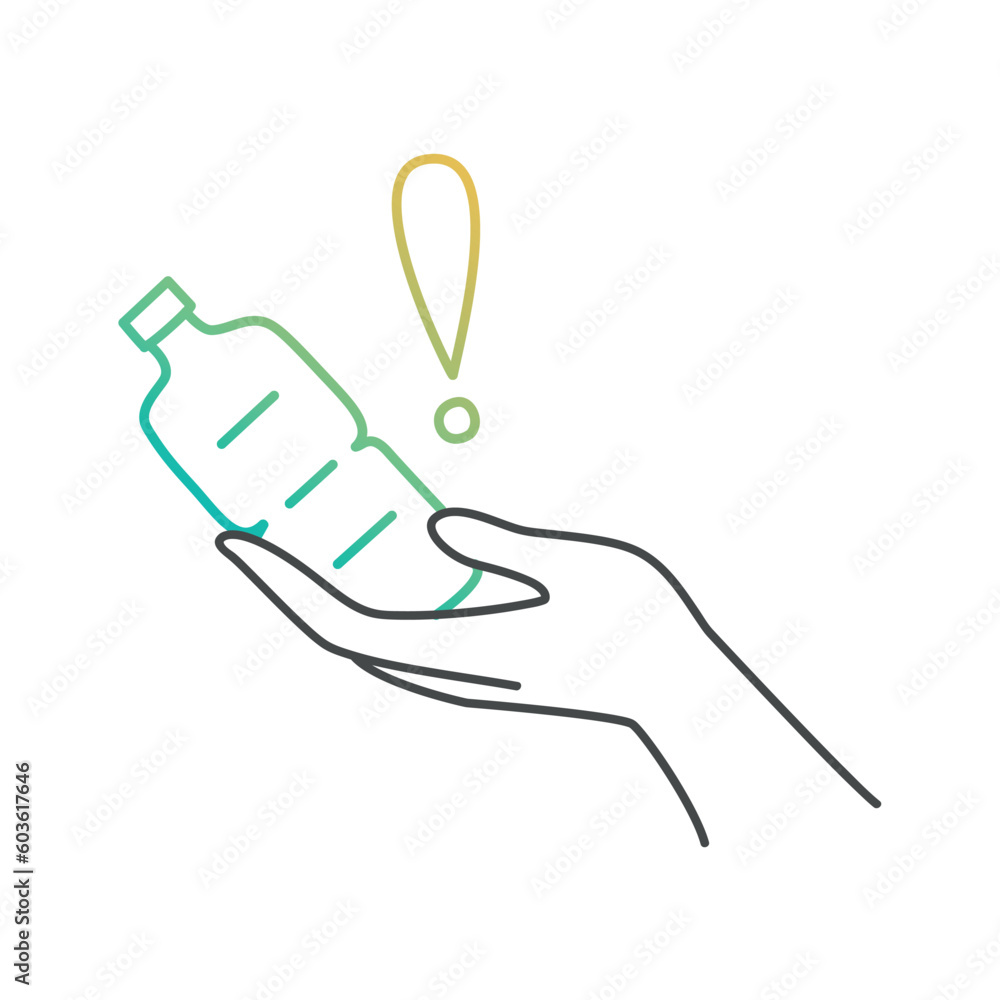 Obraz premium Hand holding bottle. Recycle waste biomaterials.