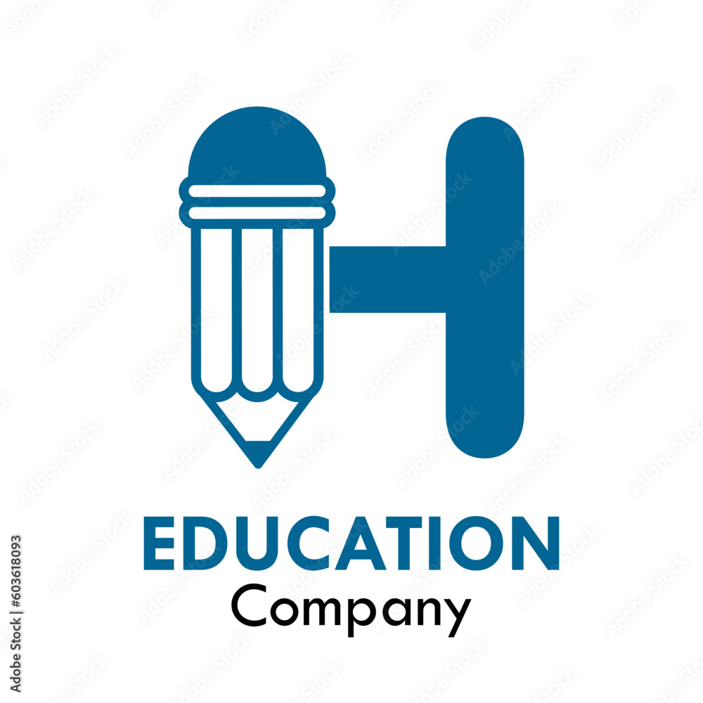 H letter with pencil design logo template illustration. Suitable for education H letter with pencil design logo template illustration. Suitable for education