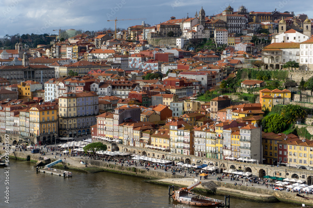 view of the old town of porto country city Douro river