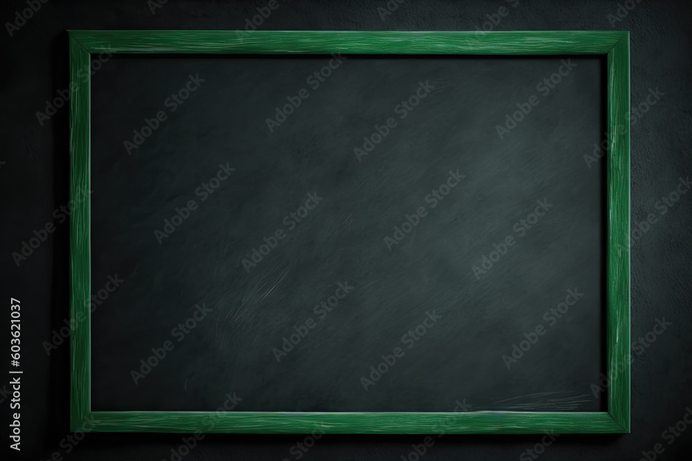 Framed black chalkboard. Generative AI Framed black chalkboard. Generative AI