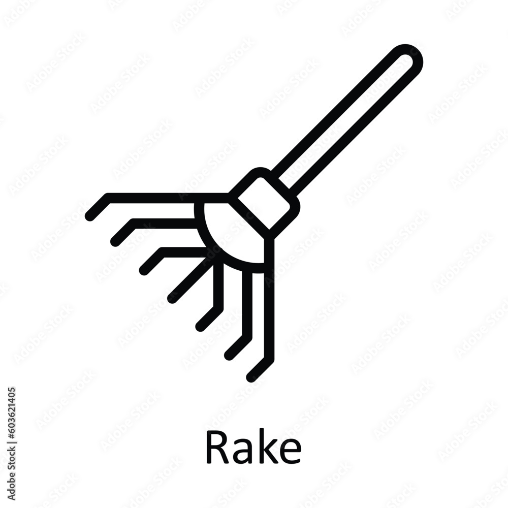 Rake vector    outline Icon Design illustration. Agriculture  Symbol on White background EPS 10 File