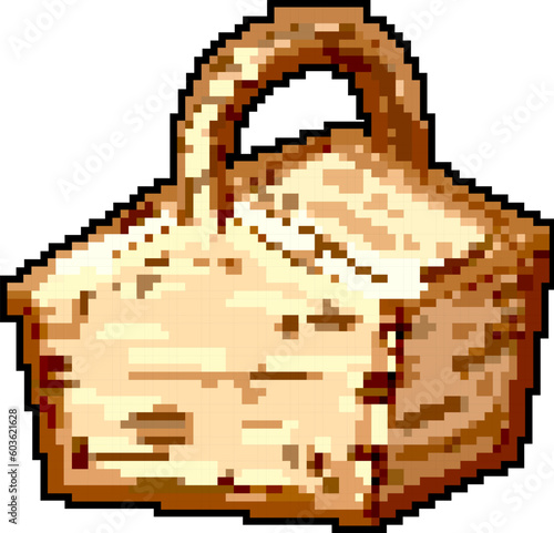 fruit picnic basket game pixel art retro vector. bit fruit picnic basket. old vintage illustration