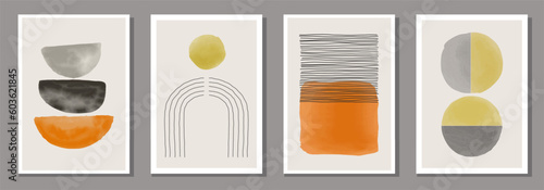 Set of minimalist posters with abstract organic shapes composition