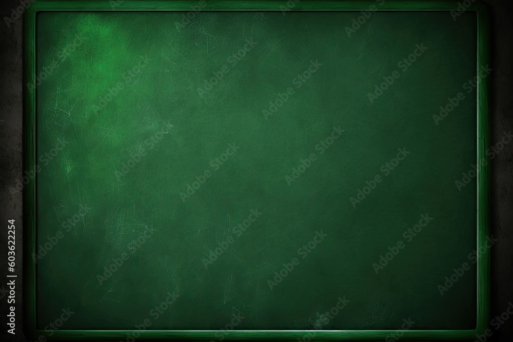 Blank green blackboard with frame. Generative AI Blank green blackboard with frame. Generative AI