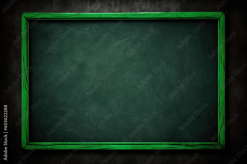 Blank green blackboard with frame. Generative AI Blank green blackboard with frame. Generative AI