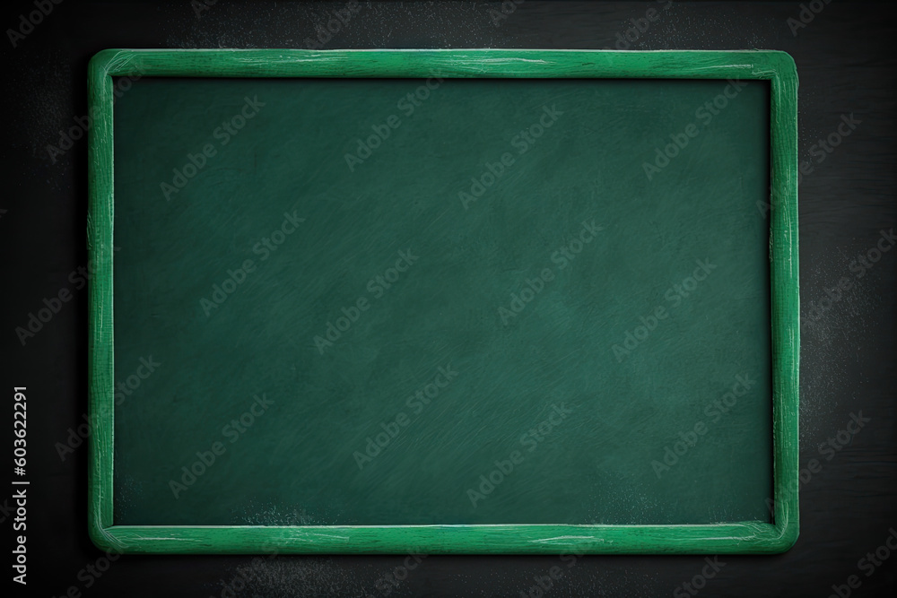 Blank green blackboard with frame. Generative AI Blank green blackboard with frame. Generative AI