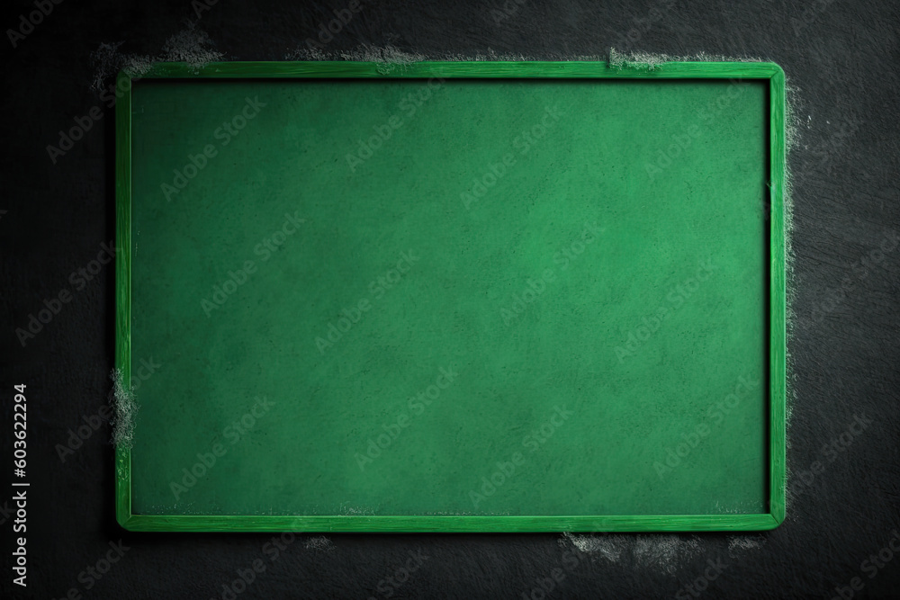Blank green blackboard with frame. Generative AI Blank green blackboard with frame. Generative AI