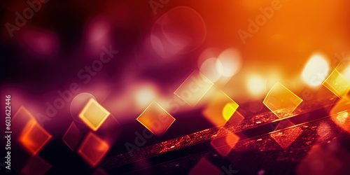 Abstract luxury background with shine particles. glitter vintage lights background. Christmas Golden light shine particles bokeh on dark red background. Holiday concept