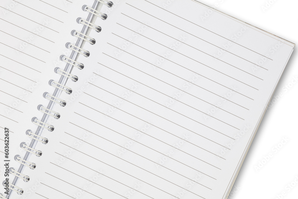closeup photo of blank open Binder Notebook Planner in lines on white background, business stationery, school, art, or craft supply, top view / flat lay for your scenes, copyspace closeup photo of blank open Binder Notebook Planner in lines on white background, business stationery, school, art, or craft supply, top view / flat lay for your scenes, copyspace