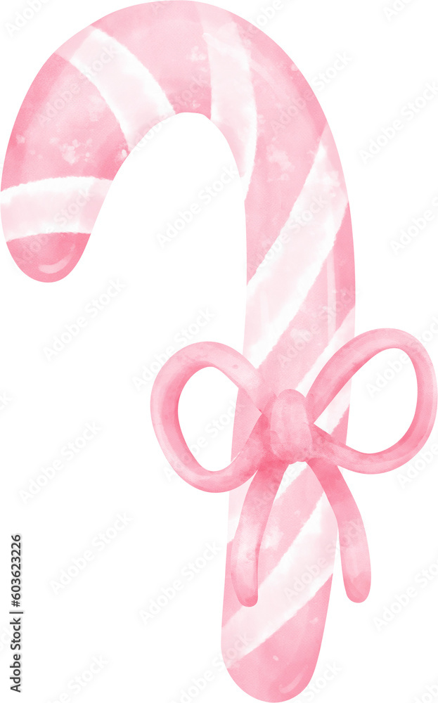 Cute Pink Halloween sweet candy cane cartoon hand painted watercolor illustration Cute Pink Halloween sweet candy cane cartoon hand painted watercolor illustration