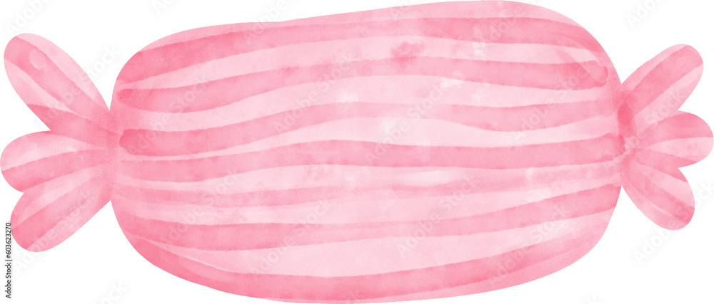 Cute Pink Halloween sweet candy cane cartoon hand painted watercolor illustration