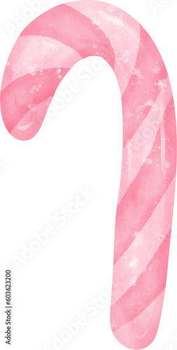 Cute Pink Halloween sweet candy cane cartoon hand painted watercolor illustration