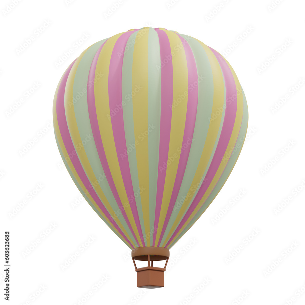 3D rendering hot air balloon isolated. 3D rendering hot air balloon isolated.