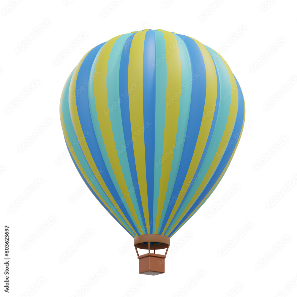 Fototapeta premium 3D rendering hot air balloon isolated.