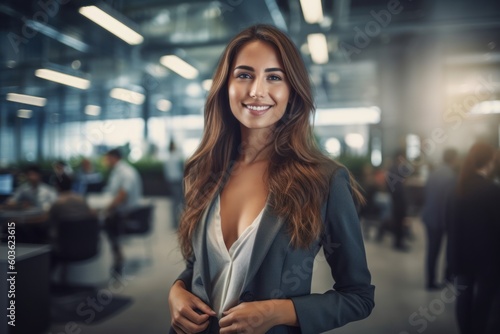 Wallpaper Mural young woman in a modern office open space, ai tools generated image Torontodigital.ca