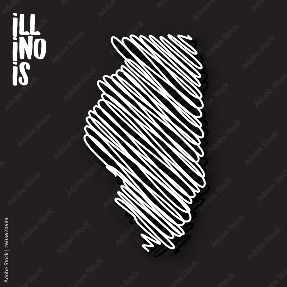 Vector illustration of Illinois map in hand drawn doodle style. Suitable for use as magnets and posters. Vector illustration of Illinois map in hand drawn doodle style. Suitable for use as magnets and posters.