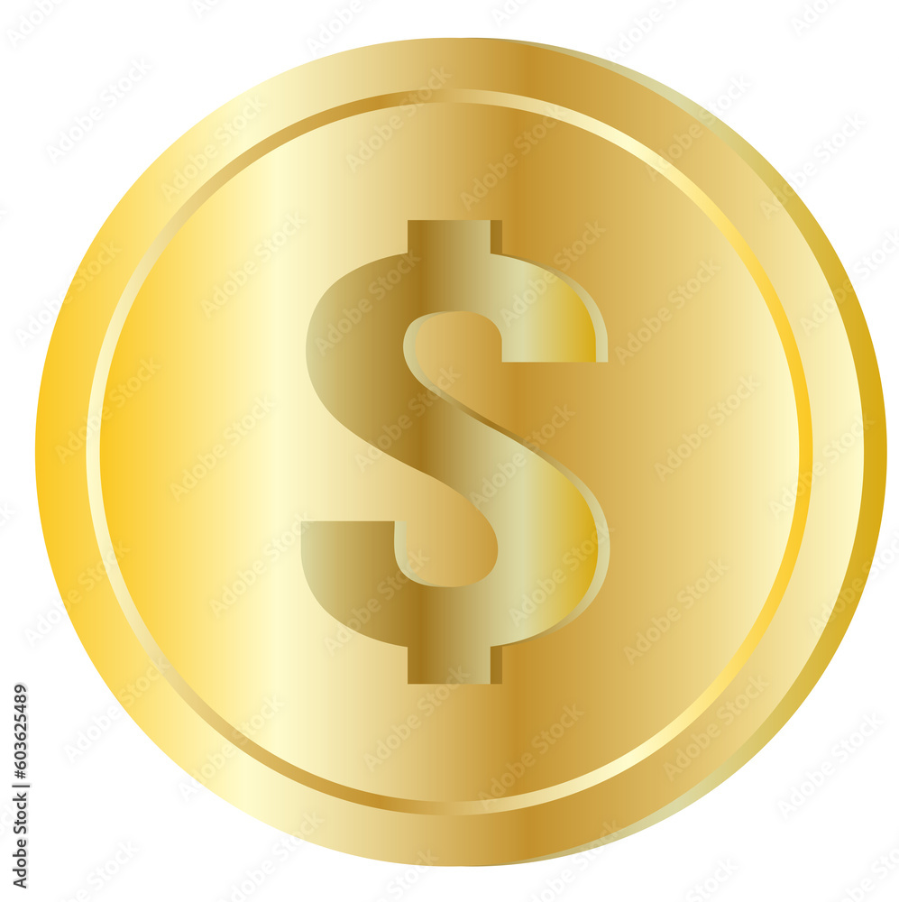 dollar coin currency symbol on gold coin dollar coin currency symbol on gold coin