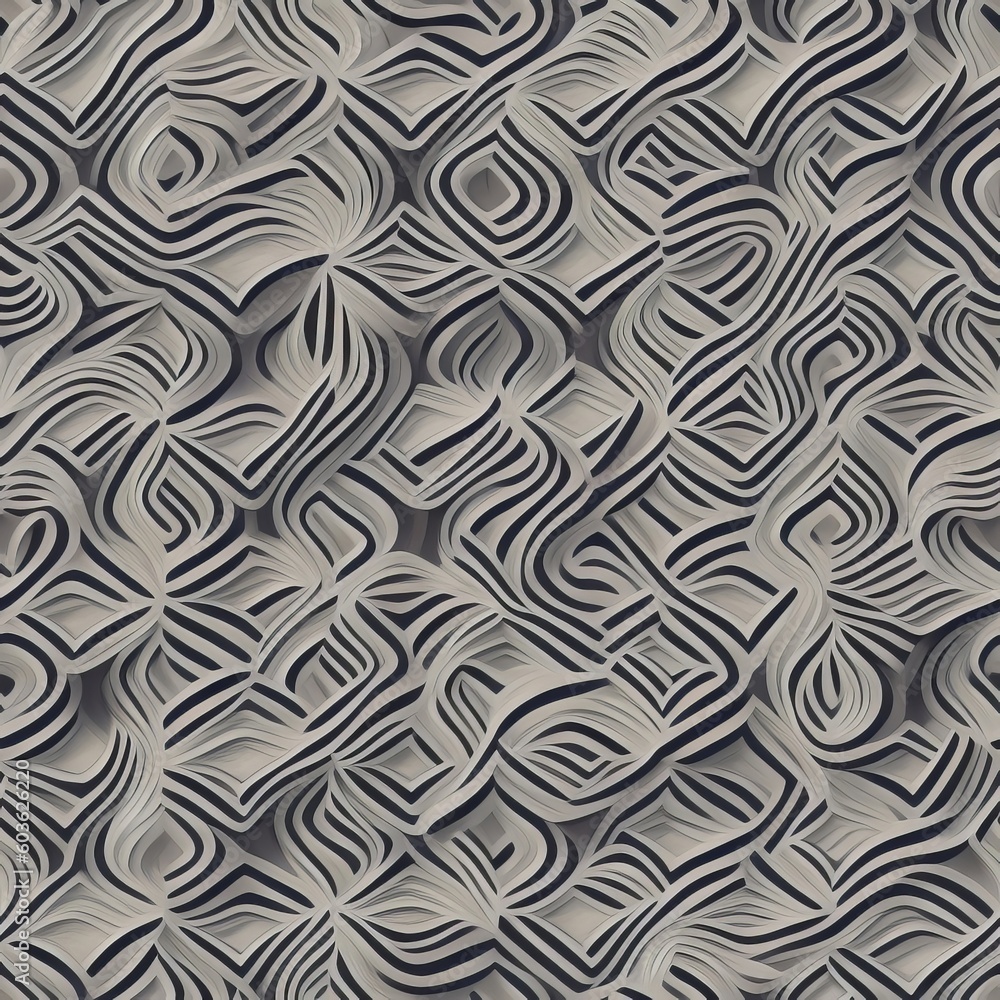 3D Stripes and lines make up an abstract geometric seamless pattern. 3D Stripes and lines make up an abstract geometric seamless pattern.