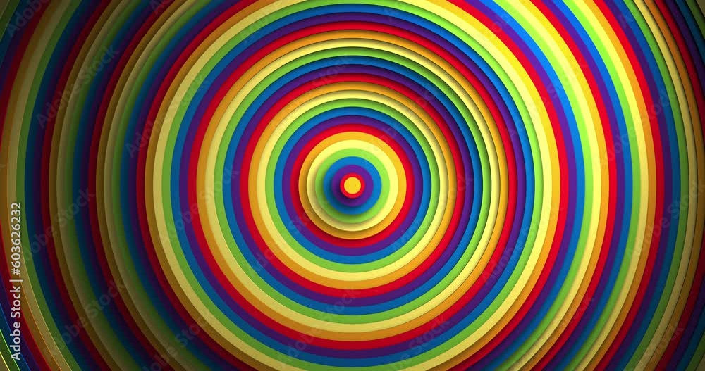 Animation of rainbow coloured circles moving on seamless loop Animation of rainbow coloured circles moving on seamless loop