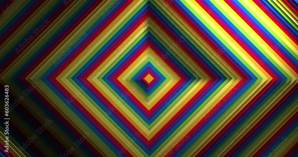 Animation of rainbow coloured diamonds moving on seamless loop Animation of rainbow coloured diamonds moving on seamless loop