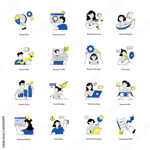 Collection of Marketing Strategies Flat Illustrations 

