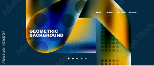 Glassmorphism landing page background template. Colorful glass shapes with metallic effect abstract composition for wallpaper, banner, background