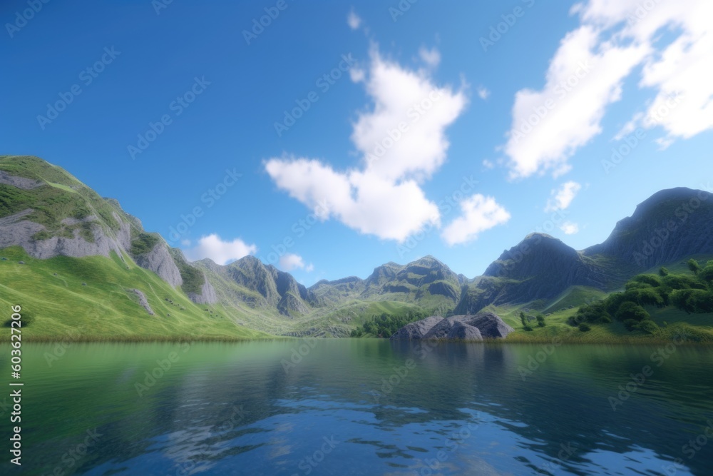 lake in the mountains Generative Ai