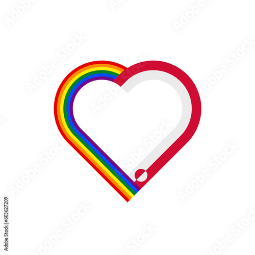 unity concept. heart ribbon icon of rainbow and greenland flags. vector illustration isolated on white background
