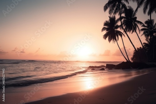 sunset at the beach Generative Ai