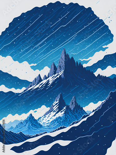 Vilage in Dolomites. Lanscape. AI generated illustration photo