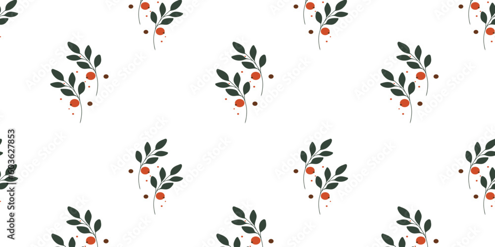 Abstract trendy leafy floral background, vector seamless pattern