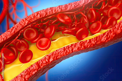 Vascular Blockage: Arterial Plaque Formation - Generative AI photo