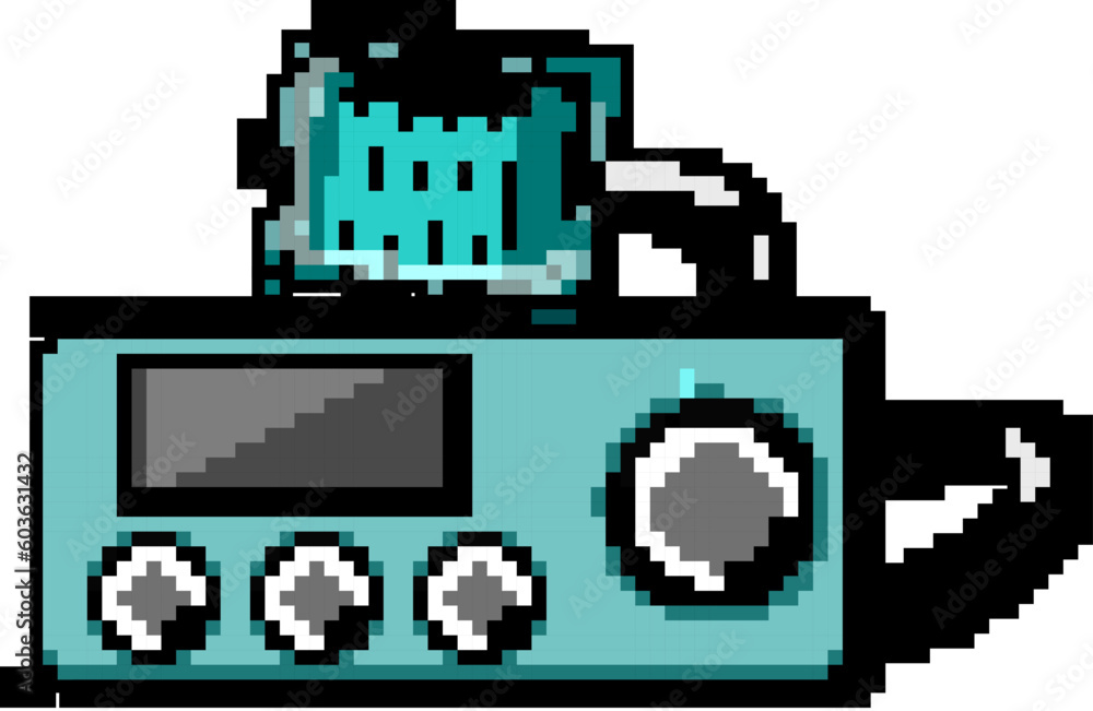 portable radio transceiver game pixel art retro vector. bit portable radio transceiver. old vintage illustration