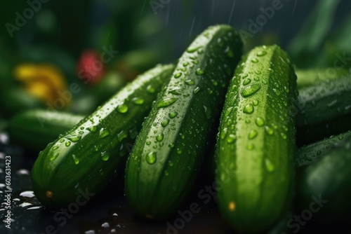 cucumbers with raindrops