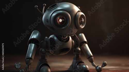 robot, camera, technology, isolated, kid, toy, future, machine, metal, equipment, engine, car, white, 3d, steel, old, android, cartoon, cyborg, character, illustration, generative ai