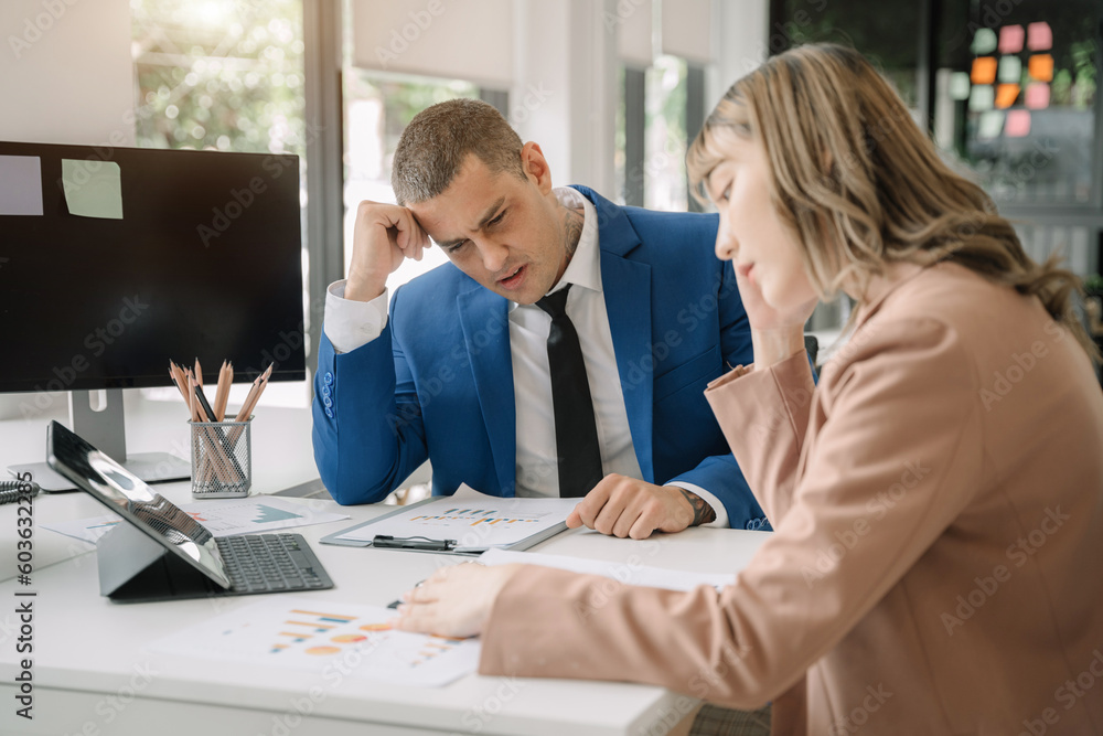 Working business team are under stress from working. Working business team are under stress from working.