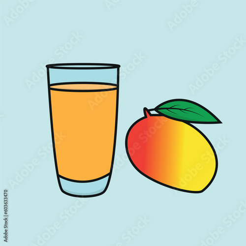 Mango juice glass vector art. Illustration, fruit juice on transparent background.