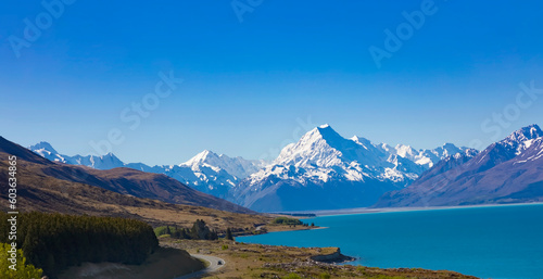 The mountain landscape view of blue sky background over Aoraki mount cook national park,New zealand © SASITHORN