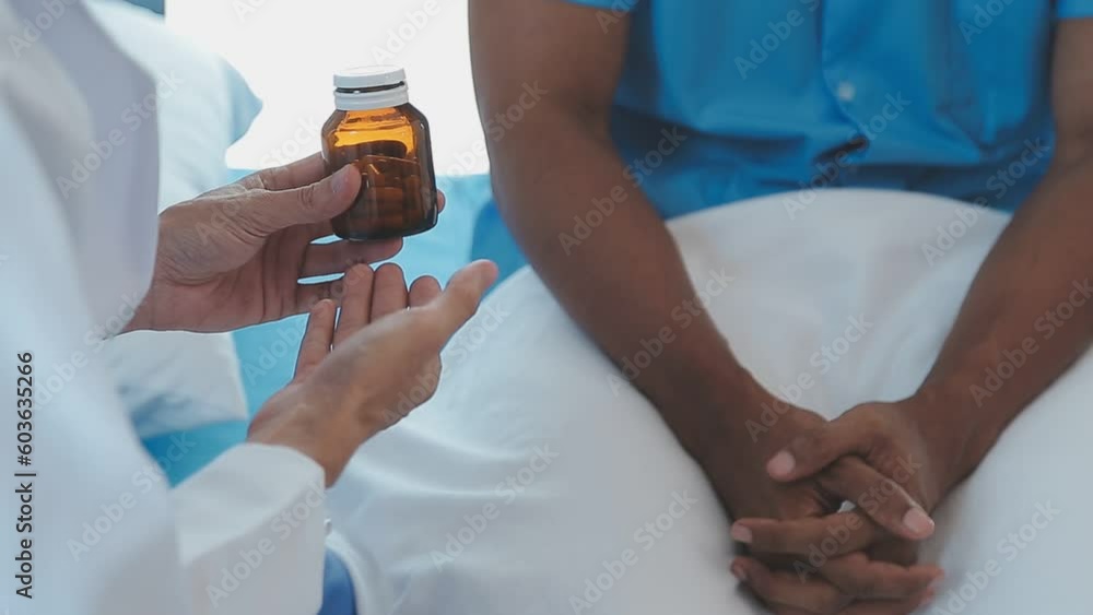 Men's health exam with doctor or psychiatrist working with patient having consultation on diagnostic examination on male disease or mental illness in medical clinic or hospital mental health service