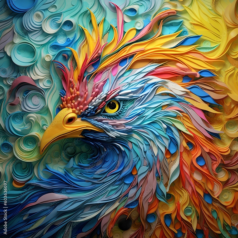 Animal, abstract colorful paper design, in the style of realism with fantasy elements. Generative AI. Animal, abstract colorful paper design, in the style of realism with fantasy elements. Generative AI.