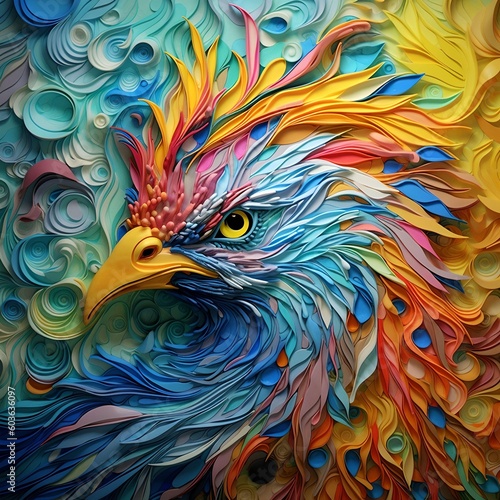 Animal, abstract colorful paper design, in the style of realism with fantasy elements. Generative AI. © Curioso.Photography