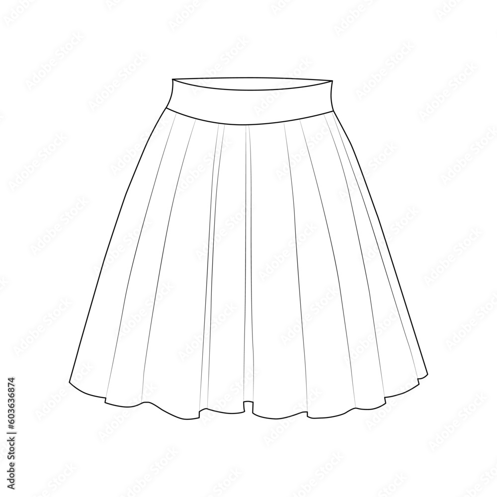 Skirt sketch illustration on white background Skirt sketch illustration on white background
