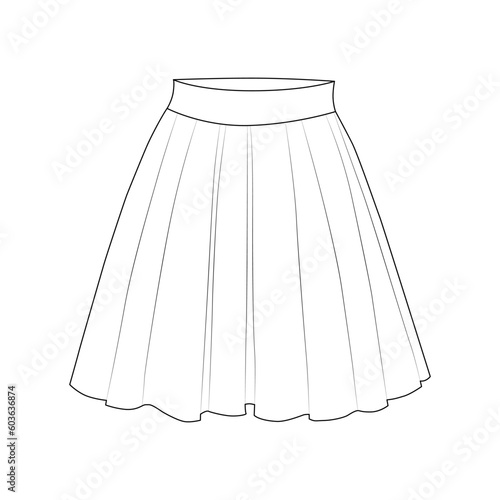 Skirt sketch illustration on white background