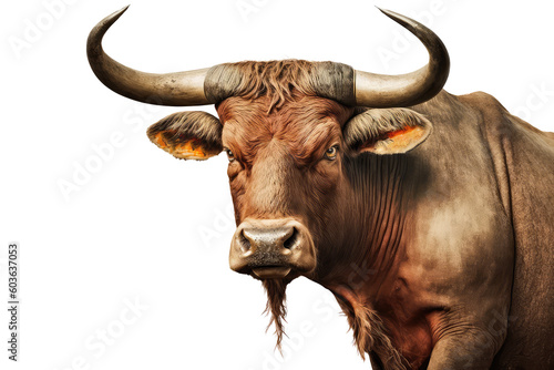 bull on a transparant background, PNG, Generative Ai