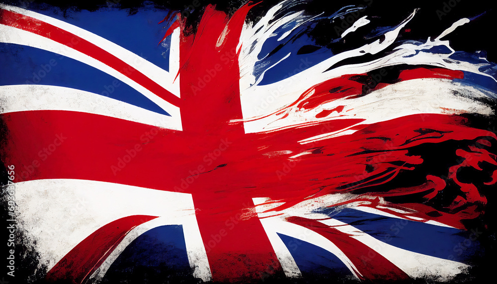 Distressed dark worn background of a vintage Union Jack national flag ...