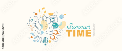 Summer time banner. Modern minimalistic design.