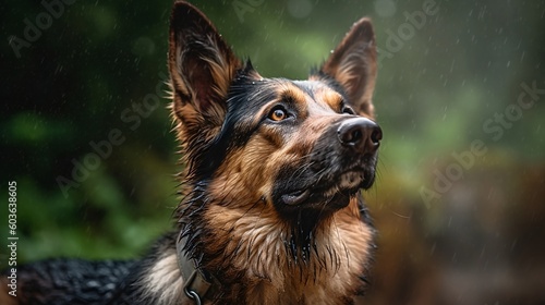 German shepherd in a forest, majestic portrait - Generative AI